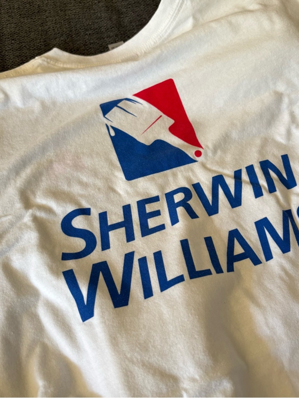 Jerzees White Sweatshirt with Blue and Red Sherwin-Williams Logo - Picture 4 of 4